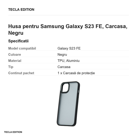 Husa Satin Matt pentru Samsung Galaxy S23 FE, Carcasa, Negru [2]
