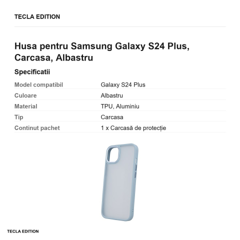 Husa Satin Matt pentru Samsung Galaxy S24 Plus, Carcasa, Albastru [2]