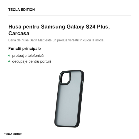 Husa Satin Matt pentru Samsung Galaxy S24 Plus, Carcasa, Negru [1]