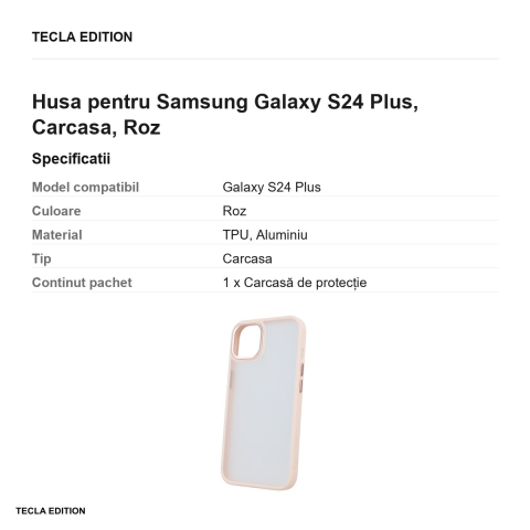 Husa Satin Matt pentru Samsung Galaxy S24 Plus, Carcasa, Roz [2]