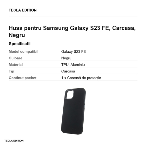 Husa Satin pentru Samsung Galaxy S23 FE, Carcasa, Negru [2]