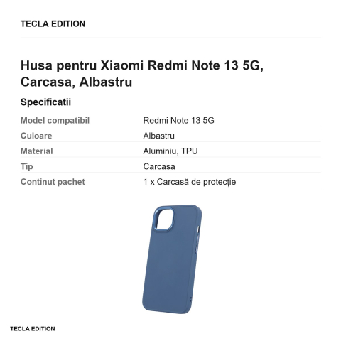 Husa Satin pentru Xiaomi Redmi Note 13 5G, Carcasa, Albastru [2]