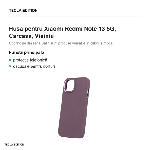 Husa Satin pentru Xiaomi Redmi Note 13 5G, Carcasa, Visiniu [1]