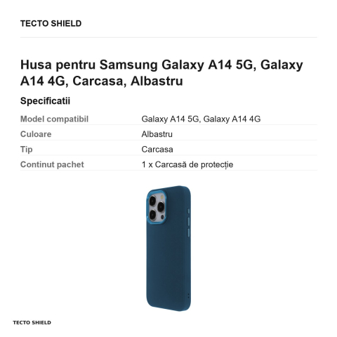 Husa Satin Touch pentru Samsung Galaxy A14 5G, Galaxy A14 4G, Carcasa, Albastru [2]