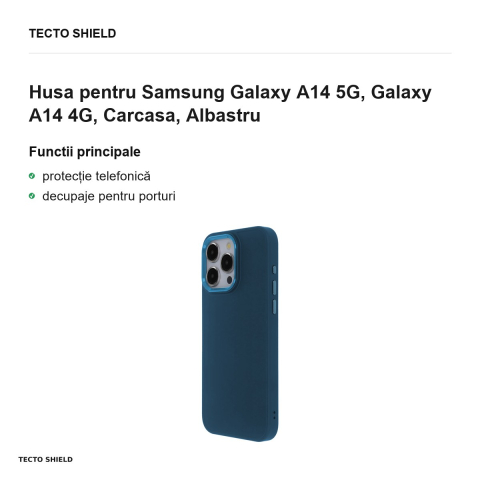 Husa Satin Touch pentru Samsung Galaxy A14 5G, Galaxy A14 4G, Carcasa, Albastru [1]