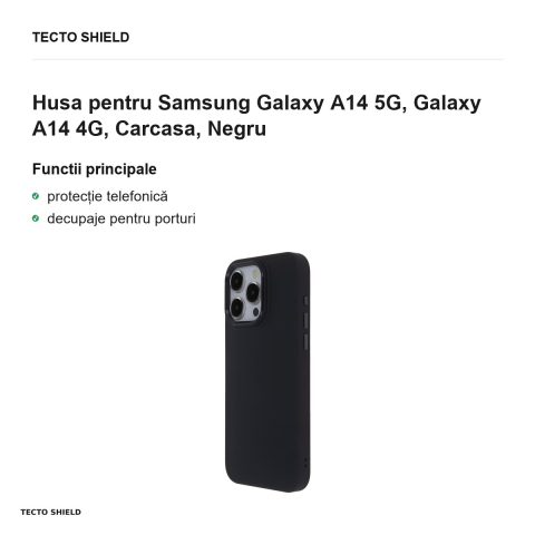Husa Satin Touch pentru Samsung Galaxy A14 5G, Galaxy A14 4G, Carcasa, Negru [1]