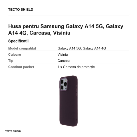 Husa Satin Touch pentru Samsung Galaxy A14 5G, Galaxy A14 4G, Carcasa, Visiniu [2]
