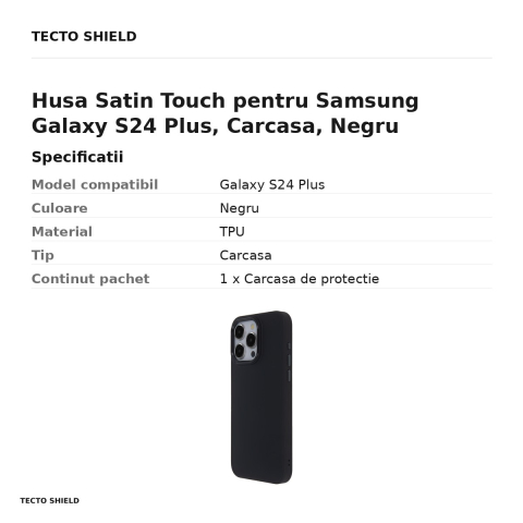 Husa Satin Touch pentru Samsung Galaxy S24 Plus, Carcasa, Negru [2]