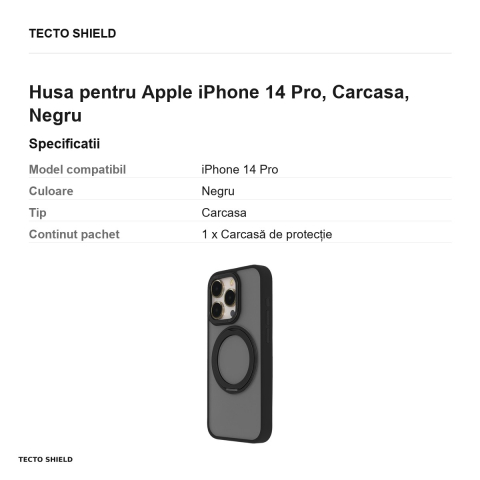 Husa Secure Spinning Mag pentru Apple iPhone 14 Pro, Carcasa, Negru [2]