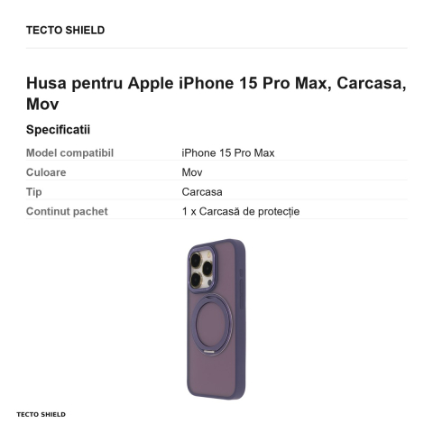 Husa Secure Spinning Mag pentru Apple iPhone 15 Pro Max, Carcasa, Mov [2]