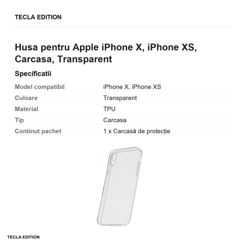 Husa Shine pentru Apple iPhone X, iPhone XS, Carcasa, Transparent [2]