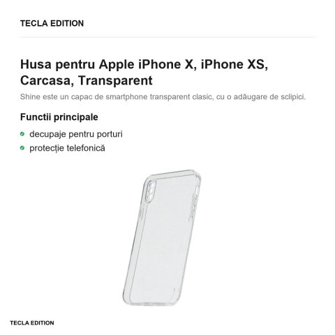 Husa Shine pentru Apple iPhone X, iPhone XS, Carcasa, Transparent [1]