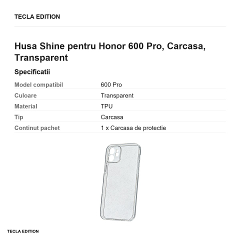 Husa Shine pentru Honor 600 Pro, Carcasa, Transparent [2]