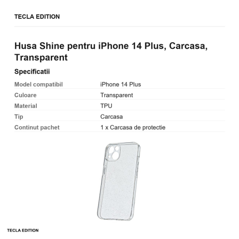 Husa Shine pentru iPhone 14 Plus, Carcasa, Transparent [2]