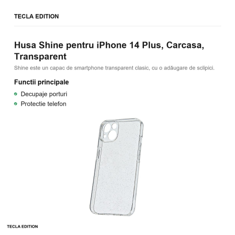 Husa Shine pentru iPhone 14 Plus, Carcasa, Transparent [1]