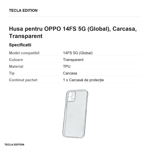 Husa Shine pentru OPPO 14FS 5G (Global), Carcasa, Transparent [2]