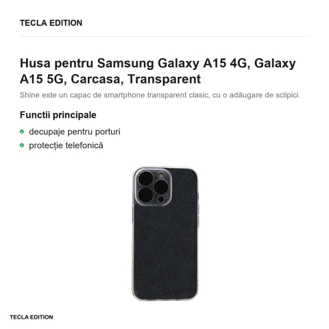 Husa Shine pentru Samsung Galaxy A15 4G, Galaxy A15 5G, Carcasa, Transparent [1]