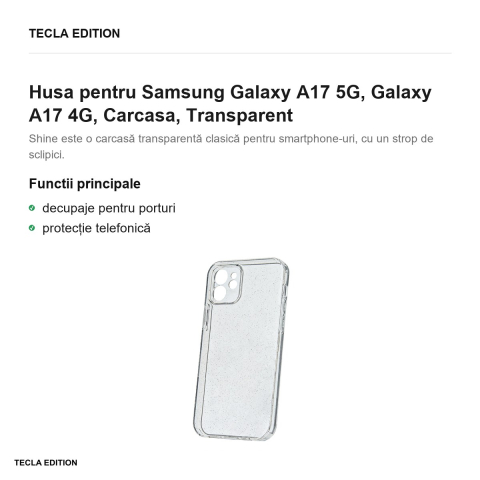 Husa Shine pentru Samsung Galaxy A17 5G, Galaxy A17 4G, Carcasa, Transparent [1]