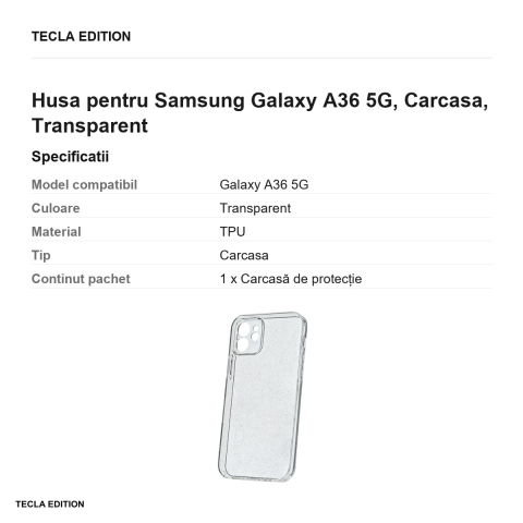 Husa Shine pentru Samsung Galaxy A36 5G, Carcasa, Transparent [2]