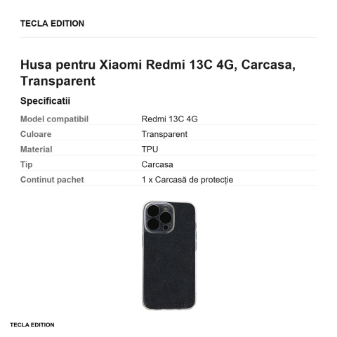 Husa Shine pentru Xiaomi Redmi 13C 4G, Carcasa, Transparent [2]
