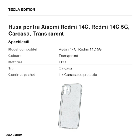 Husa Shine pentru Xiaomi Redmi 14C, Redmi 14C 5G, Carcasa, Transparent [2]