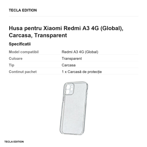 Husa Shine pentru Xiaomi Redmi A3 4G (Global), Carcasa, Transparent [2]