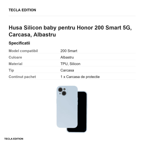 Husa Silicon baby pentru Honor 200 Smart 5G, Carcasa, Albastru [2]