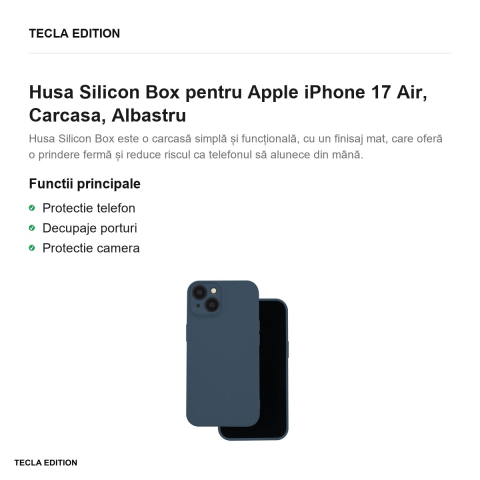 Husa Silicon Box pentru Apple iPhone 17 Air, Carcasa, Albastru [1]