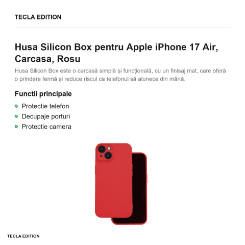 Husa Silicon Box pentru Apple iPhone 17 Air, Carcasa, Rosu [1]