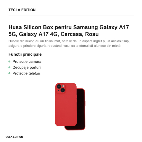 Husa Silicon Box pentru Samsung Galaxy A17 5G, Galaxy A17 4G, Carcasa, Rosu [1]
