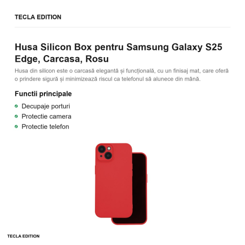 Husa Silicon Box pentru Samsung Galaxy S25 Edge, Carcasa, Rosu [1]