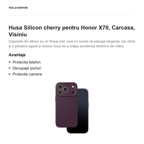Husa Silicon cherry pentru Honor X70, Carcasa, Visiniu [1]