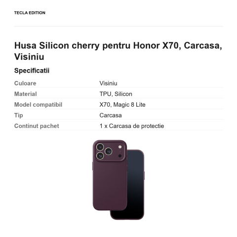 Husa Silicon cherry pentru Honor X70, Carcasa, Visiniu [2]