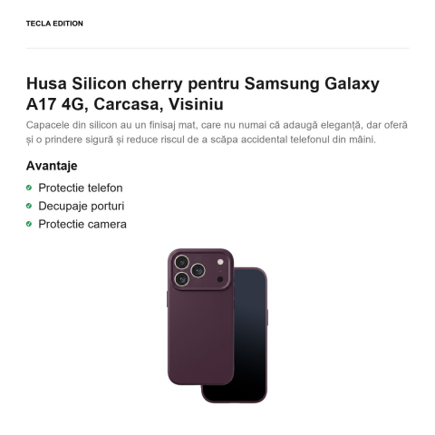 Husa Silicon cherry pentru Samsung Galaxy A17 4G, Carcasa, Visiniu [1]