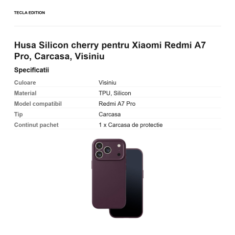 Husa Silicon cherry pentru Xiaomi Redmi A7 Pro, Carcasa, Visiniu [2]