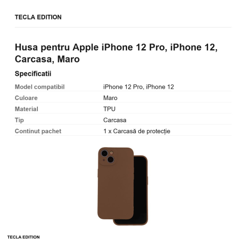 Husa Silicon pentru Apple iPhone 12 Pro, iPhone 12, Carcasa, Maro [2]