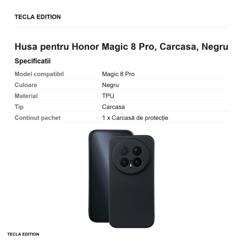 Husa Silicon pentru Honor Magic 8 Pro, Carcasa, Negru [2]