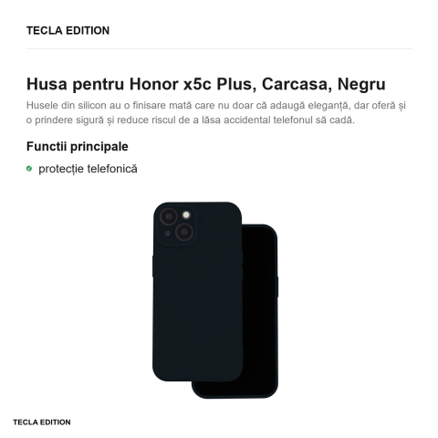 Husa Silicon pentru Honor x5c Plus, Carcasa, Negru [1]