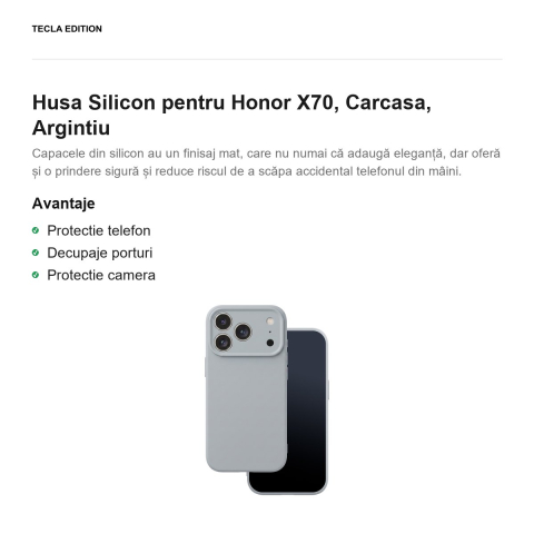 Husa Silicon pentru Honor X70, Carcasa, Argintiu [1]