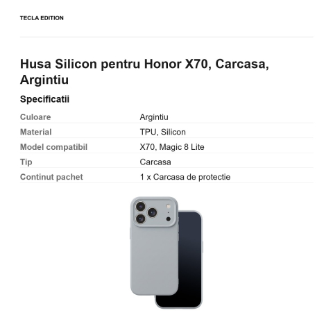 Husa Silicon pentru Honor X70, Carcasa, Argintiu [2]