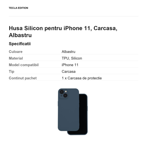 Husa Silicon pentru iPhone 11, Carcasa, Albastru [2]