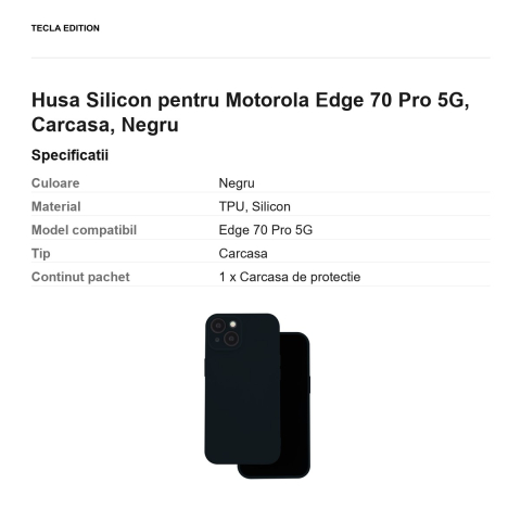 Husa Silicon pentru Motorola Edge 70 Pro 5G, Carcasa, Negru [2]