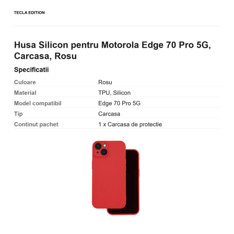 Husa Silicon pentru Motorola Edge 70 Pro 5G, Carcasa, Rosu [2]