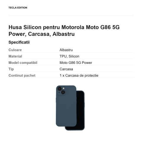 Husa Silicon pentru Motorola Moto G86 5G Power, Carcasa, Albastru [2]