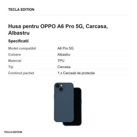Husa Silicon pentru OPPO A6 Pro 5G, Carcasa, Albastru [2]