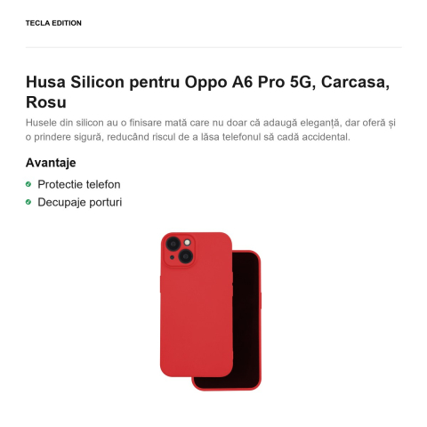 Husa Silicon pentru Oppo A6 Pro 5G, Carcasa, Rosu [1]