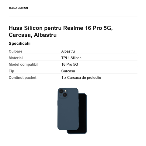 Husa Silicon pentru Realme 16 Pro 5G, Carcasa, Albastru [2]