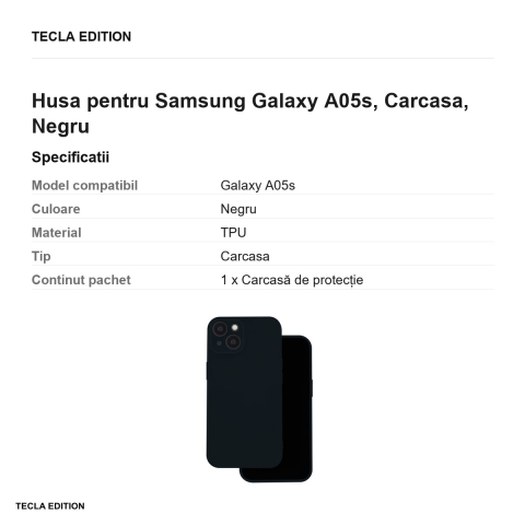 Husa Silicon pentru Samsung Galaxy A05s, Carcasa, Negru [2]