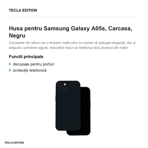 Husa Silicon pentru Samsung Galaxy A05s, Carcasa, Negru [1]