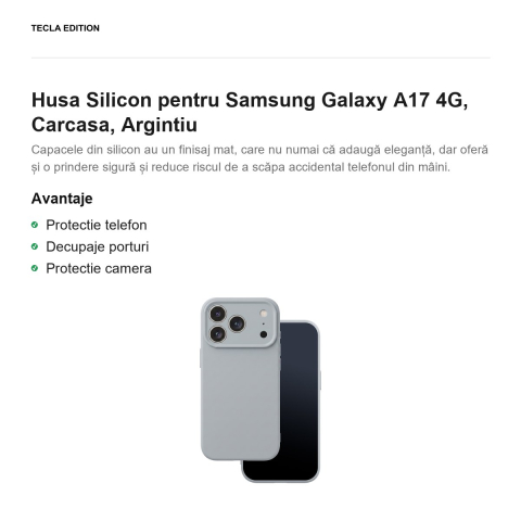Husa Silicon pentru Samsung Galaxy A17 4G, Carcasa, Argintiu [1]